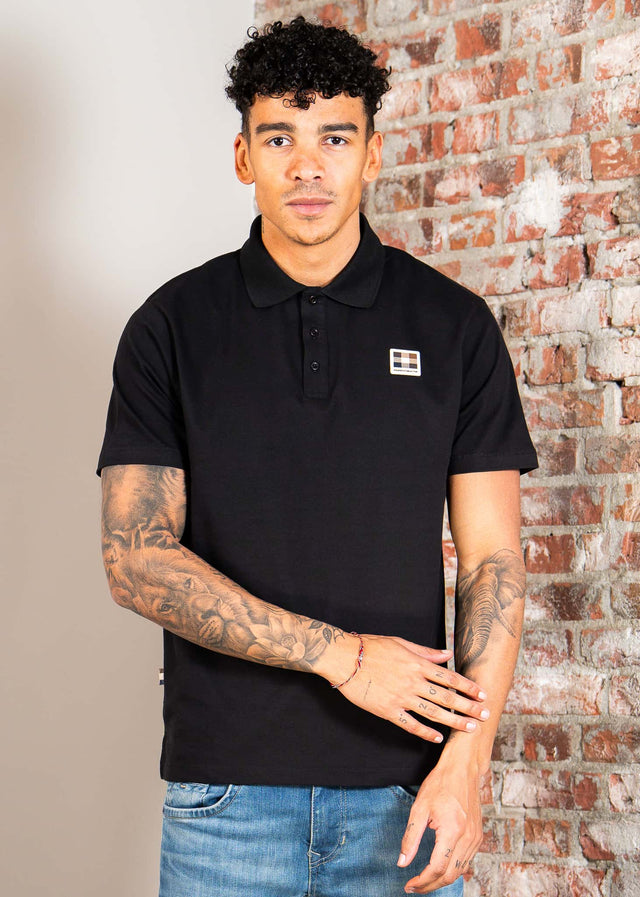 Aquascutum Polos Stretch piqué badge polo - black