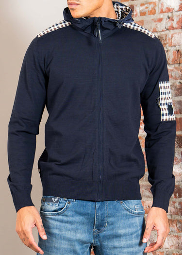 Aquascutum Vesten Lamina pocket fz hoodie - navy