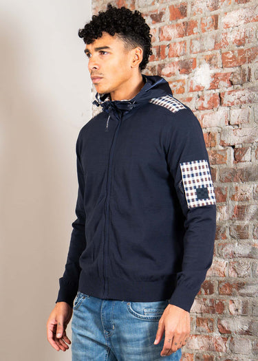 Aquascutum Vesten Lamina pocket fz hoodie - navy