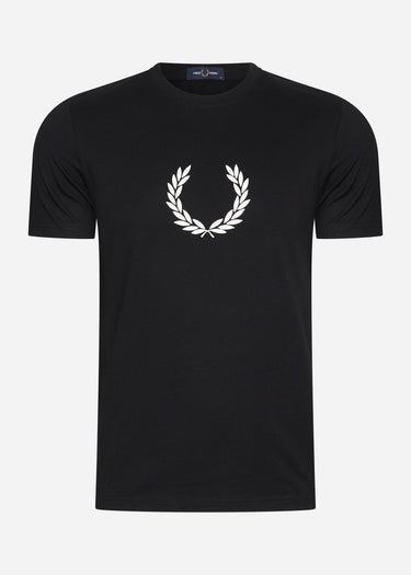 Fred Perry T-shirts Flocked laurel wreath graphic tee - black