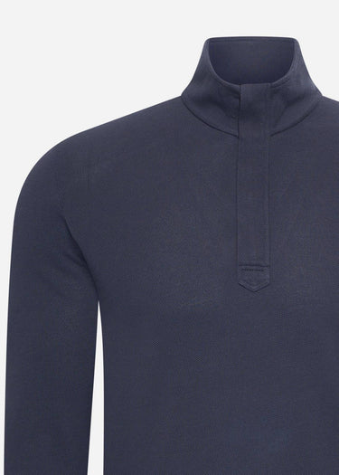 MA.Strum Truien Ls funnel neck polo - ink navy