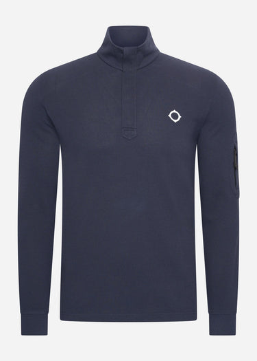 MA.Strum Truien Ls funnel neck polo - ink navy