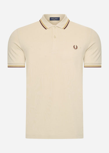 Fred Perry Polo's Twin tipped fred perry shirt - oatmeal honeycomb whisky brown