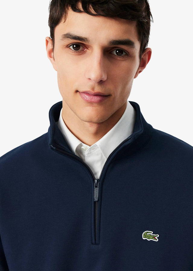 Lacoste Sweaters Quarter zip fleece sweatshirt - navy blue