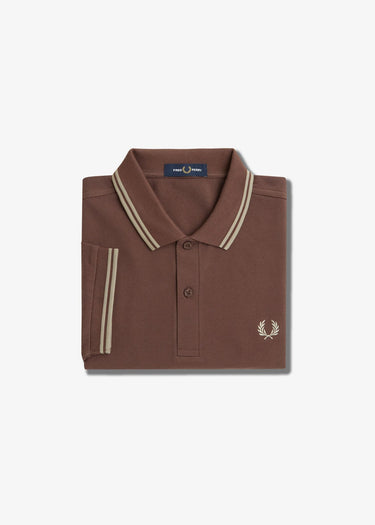 Fred Perry Polo's Twin tipped fred perry shirt - brick warm grey