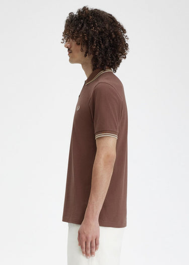 Fred Perry Polo's Twin tipped fred perry shirt - brick warm grey