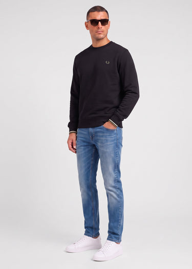 Fred Perry Truien Crew neck sweatshirt - black ecru laurel wreath green