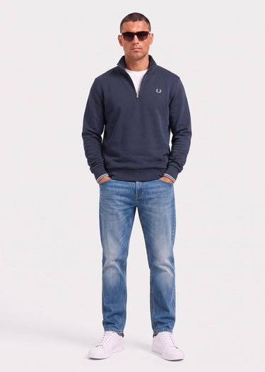 Fred Perry Truien Half zip sweatshirt - dark airforce ecru seagrass
