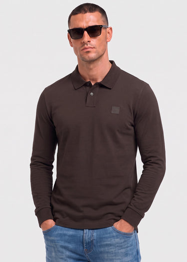 Hugo Boss Longsleeve Polo's Passerby - dark brown
