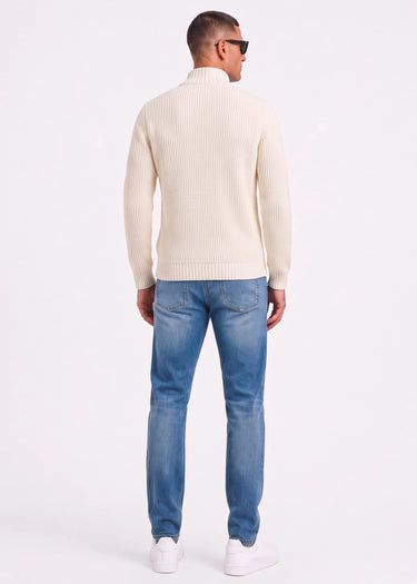 Henri Lloyd Truien Golant quarter zip ribbed knit - ecru