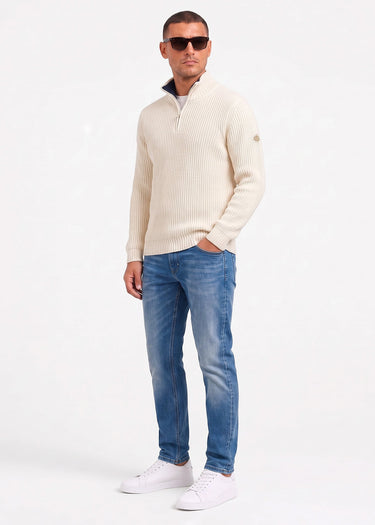 Henri Lloyd Truien Golant quarter zip ribbed knit - ecru