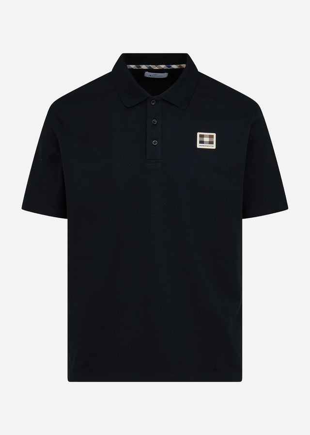 Aquascutum Polos Stretch piqué badge polo - black