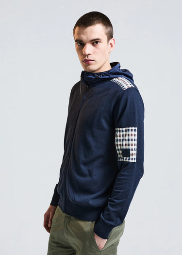 Aquascutum Vesten Lamina pocket fz hoodie - navy