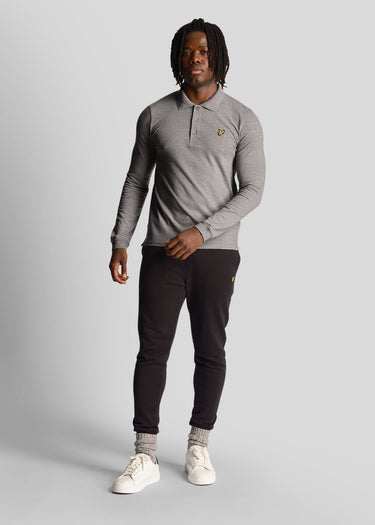 Lyle & Scott Longsleeve Polo's LS polo shirt - mid grey marl