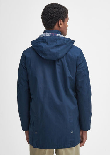 Barbour Jassen Chelsea waterproof mac - navy blue granite tartan