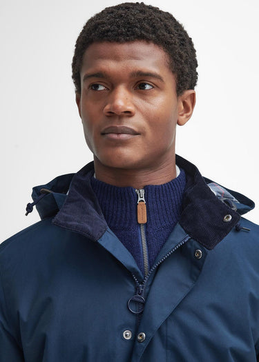 Barbour Jassen Chelsea waterproof mac - navy blue granite tartan