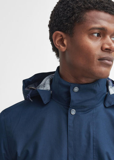 Barbour Jassen Chelsea waterproof mac - navy blue granite tartan