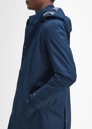 Barbour Jassen Chelsea waterproof mac - navy blue granite tartan
