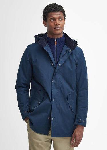 Barbour Jassen Chelsea waterproof mac - navy blue granite tartan