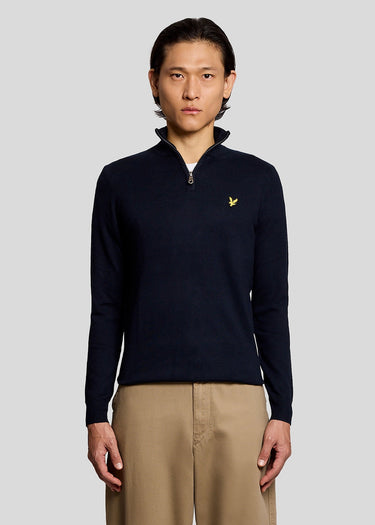 Lyle & Scott Truien Cotton merino quarter zip jumper - dark navy