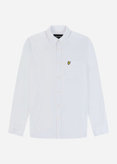 Lyle & Scott Overhemden Cotton linen button down shirt - white