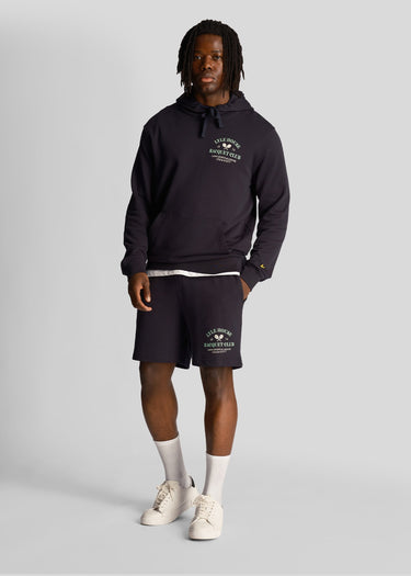 Lyle & Scott Korte Broeken Racquet club graphic sweat short - dark navy