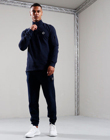 MA.Strum Truien Ls funnel neck polo - ink navy