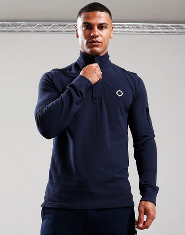 MA.Strum Truien Ls funnel neck polo - ink navy