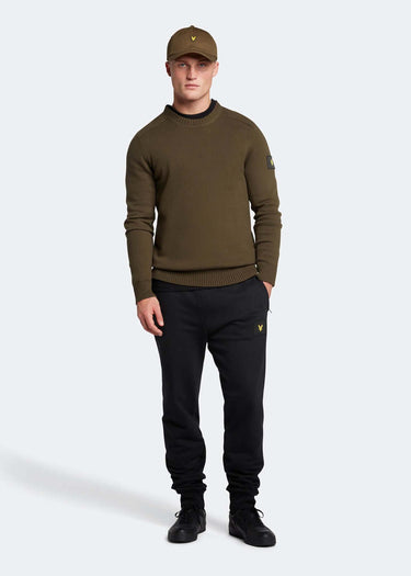 Lyle & Scott Truien Shoulder detail crew neck knit jumper - olive