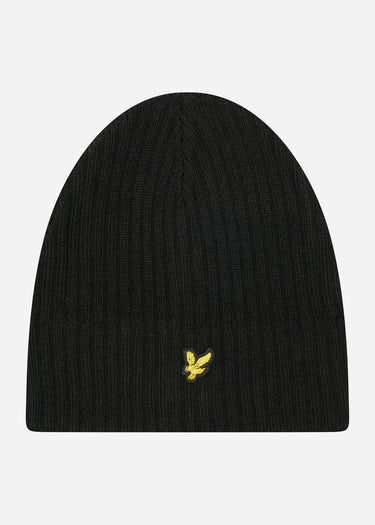Lyle & Scott Mutsen Knitted ribbed beanie - true black