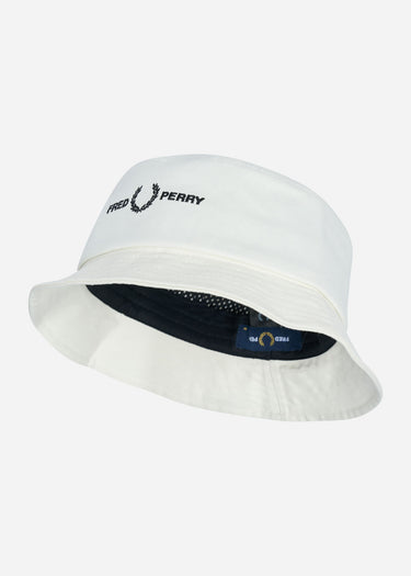 Fred Perry Bucket Hats Graphic branded twill bucket hat - snow white