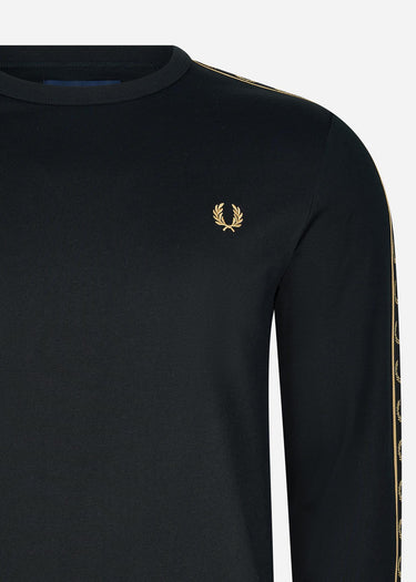 Fred Perry Longsleeve Tees Long sleeve laured taped tee - black gold