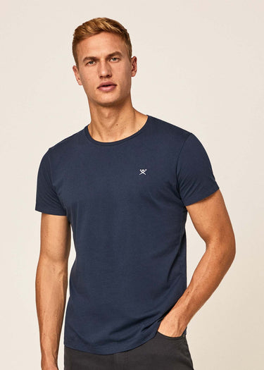 Hackett London T-shirts Embroidered logo t-shirt - navy grey