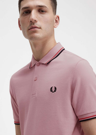 Fred Perry Polo's Twin tipped fred perry shirt - chalky pink washed red black