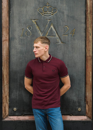 Fred Perry Polo's Twin tipped fred perry shirt - oxblood ecru black