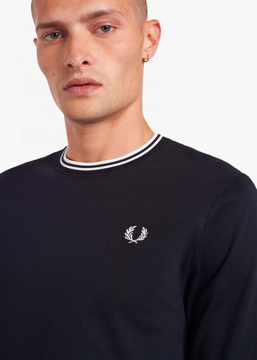 Fred Perry Longsleeve Tees Twin tipped longsleeve tee- black