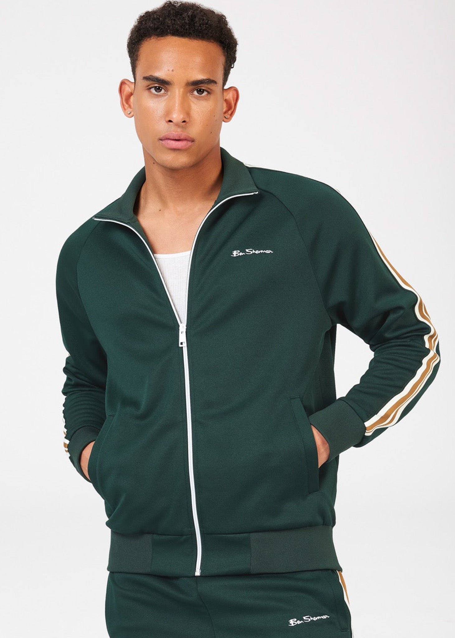 Ben Sherman Vesten  House taped track top - dark green 