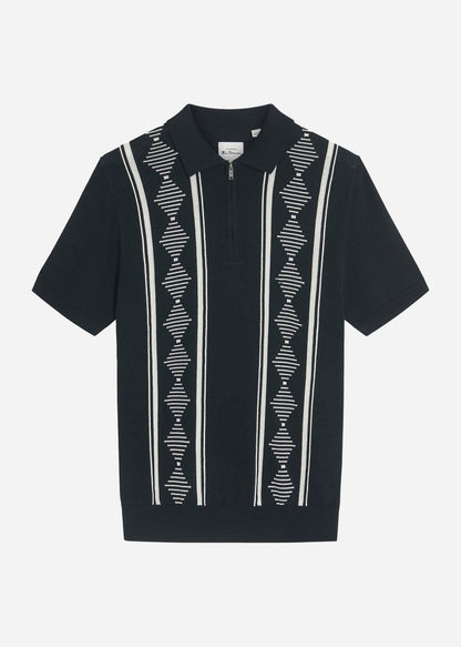 Ben Sherman Polo's  Argyle jacquard polo - black 