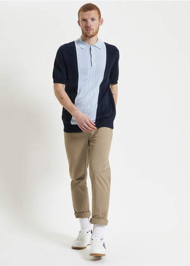 Ben Sherman Polo's Textured block stripe polo - dark navy