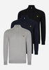 Lyle & Scott Truien Bundle cotton merino quarter zip jumper - jet black - dark navy - mid grey marl