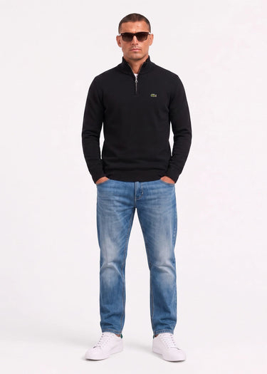 Lacoste Truien Regular fit high zipped neck sweater - black