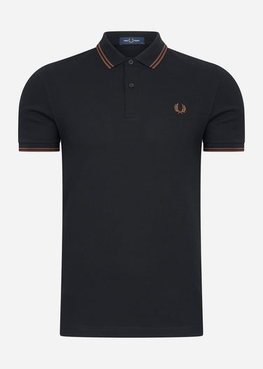 Fred Perry Polo's  Twin tipped fred perry shirt - black whisky brown 