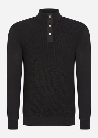 Barbour International Truien  Murrey quarter placket knit - black 