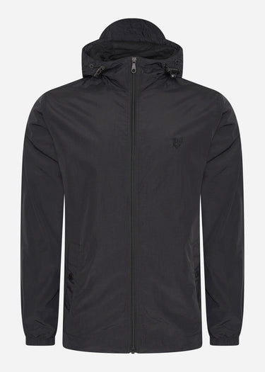 Lyle & Scott Jassen  Tonal eagle zip through hooded jacket - jet black 