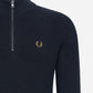 Fred Perry Truien  Waffle stitch half zip jumper - navy 