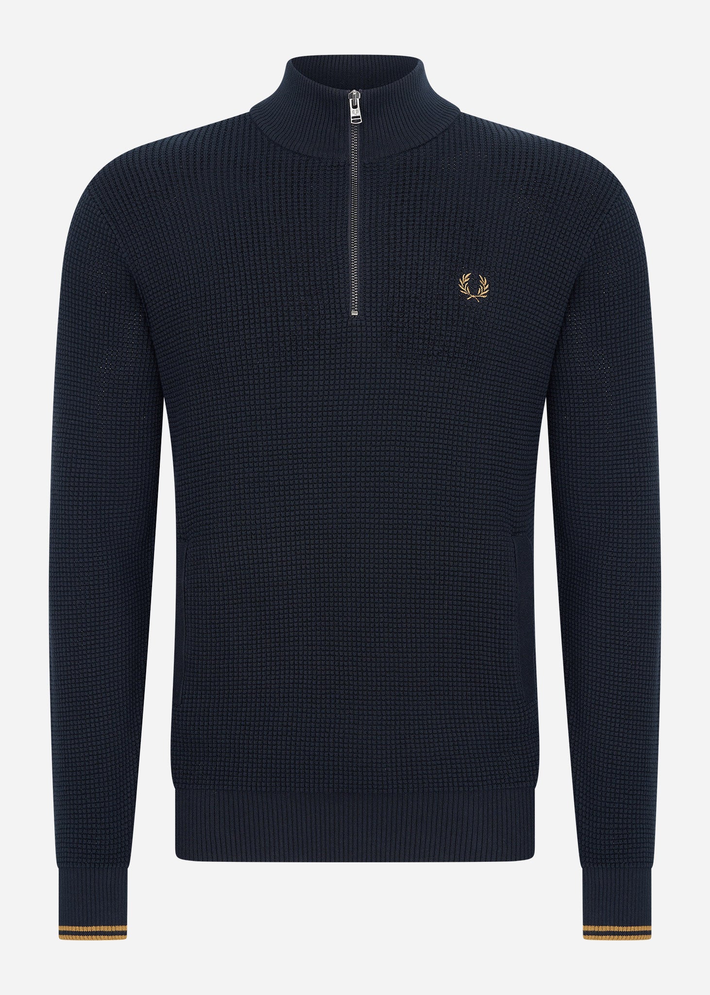 Fred Perry Truien  Waffle stitch half zip jumper - navy 