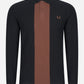 Fred Perry Longsleeve Polo's  Panelled long sleeve polo shirt - black 