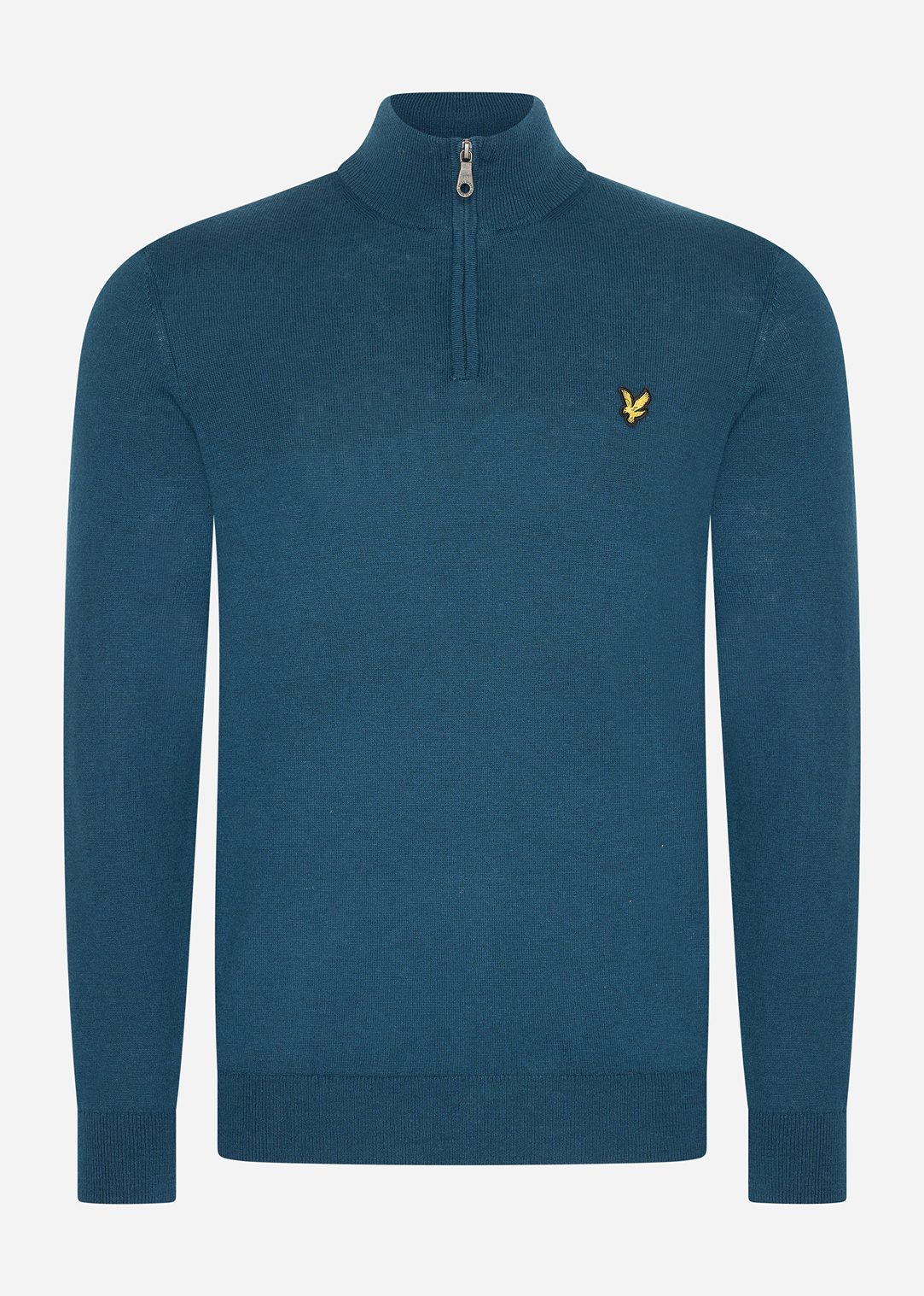 Lyle & Scott Truien Bundle cotton merino quarter zip jumper - jet black - argyle teal - apres navy