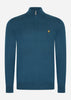 Lyle & Scott Truien Bundle cotton merino quarter zip jumper - jet black - argyle teal - apres navy