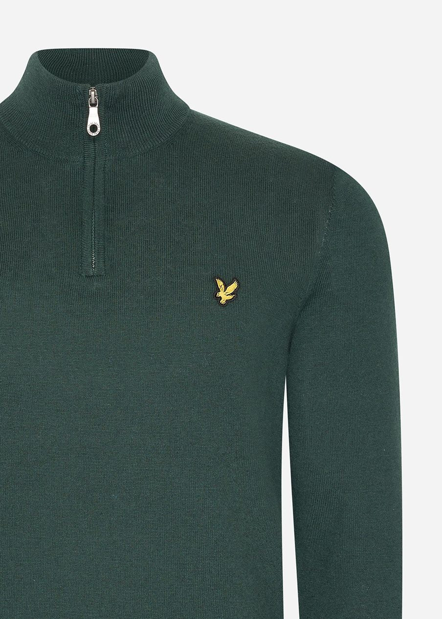 Lyle & Scott Truien  Cotton merino quarter zip jumper - argyle teal 